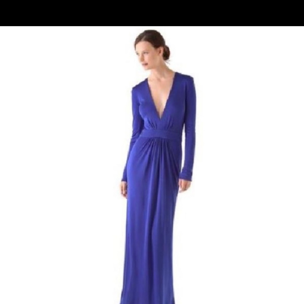 ISSA v-neck royal blue dress